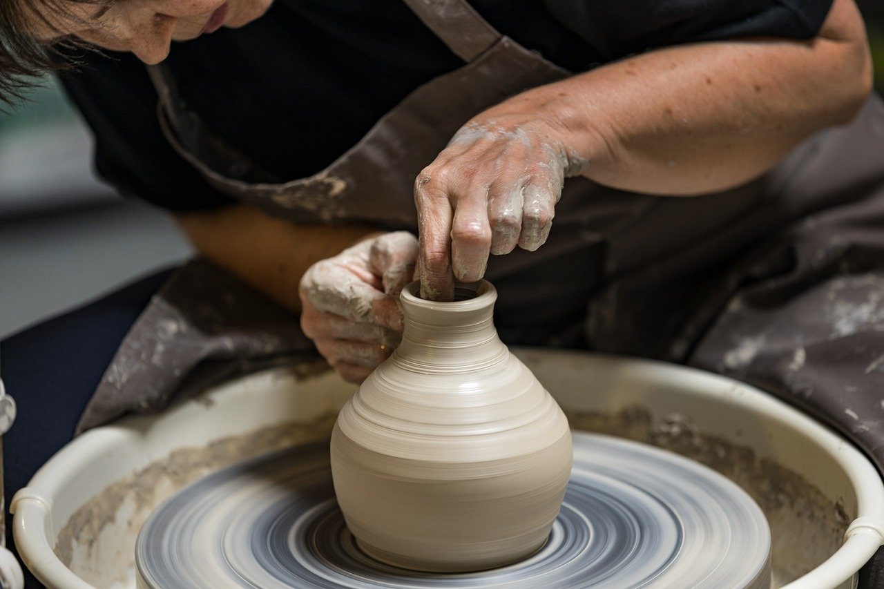 potter, pottery, vase